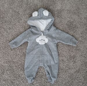 SHEIN Boys Gray Cloud Baby Footie Size 3-6 Months